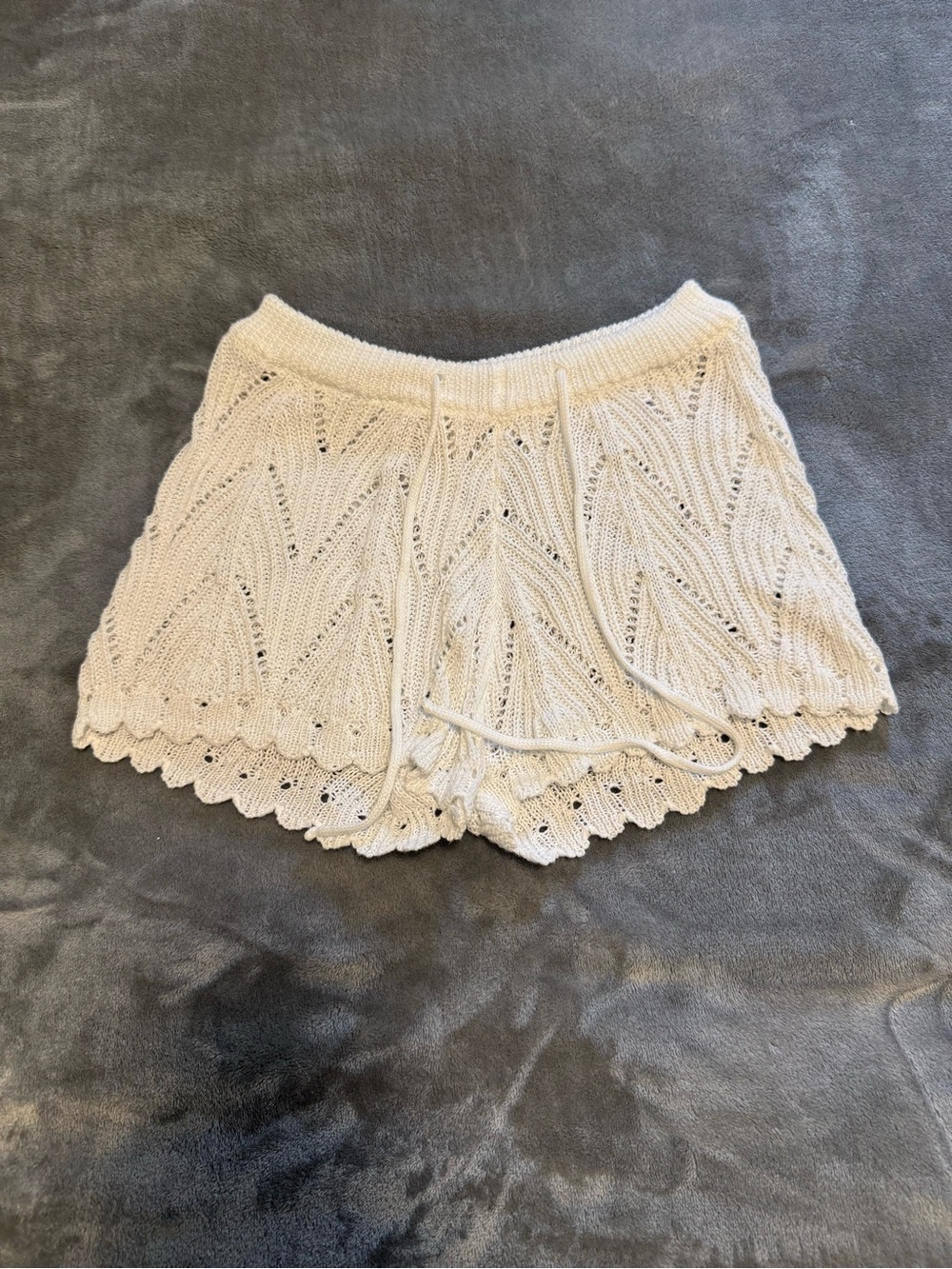 Cream Crochet Knit Shorts - Cover up